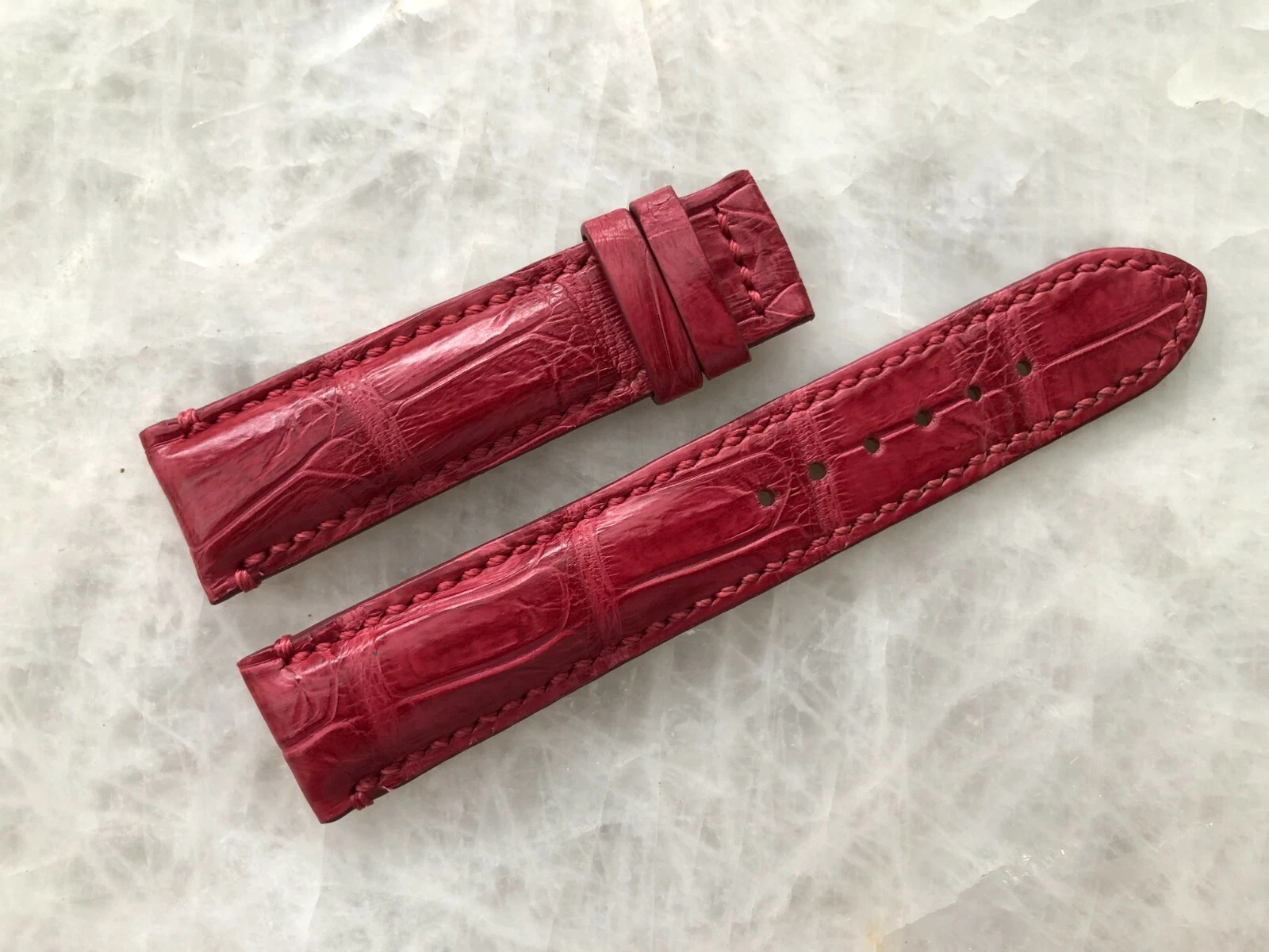 20mm/18mm Burgundy Alligator Crocodile Embossed Leather Watch Strap Band