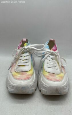 Juicy Couture Womens Deluxe White Rainbow Lace Up Low Top