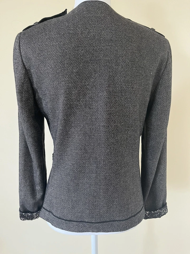 Chaqueta Blazer Elie Tahari 6 Negra Cremallera Completa Lana Viscosa Mezcla Carrera Negocios Foto 2 de 4