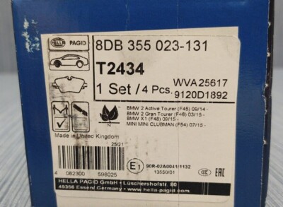 4 x HELLA PAGID Brake Pads T2434 8DB 355 023-131 | eBay