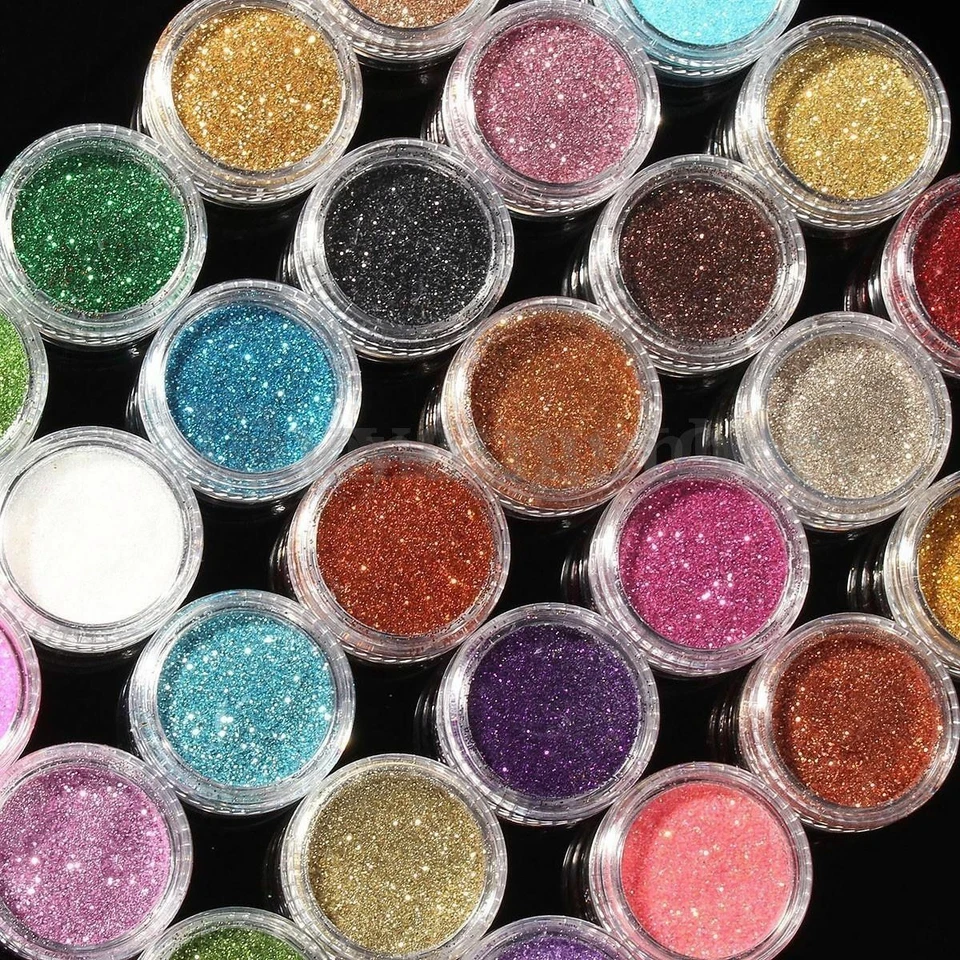 GADGETKING 24 Fine Dust Glitter Nail Art Pot Face Body Eye Shadow Craft Iridescent Cosmetic