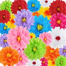 Geyee 81 Pcs Mexican Flowers Party Decoration Fiesta Tissue Paper Fiesta Colo...
