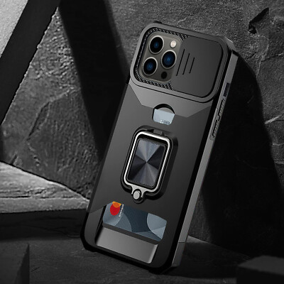 Fits iPhone 14 Pro Max Armor Case with Slide Camera Cover&Ring Stand&Card Holder
