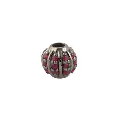 Natural Ruby Spacer Bead 925 Sterling Silver Handmade Jewelry Finding 6MM