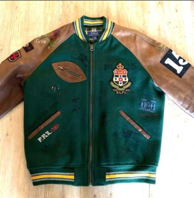 希少❗️ RALPH LAUREN RUGBY Varsity Jacket XL POLO RALPH LAUREN Men's Rugby Indian Head Green Varsity 1957