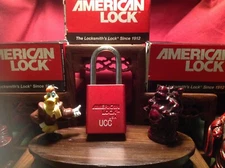 ONE American Series A1106  Aluminum Body RED Padlock 1.5"  shackle clearance