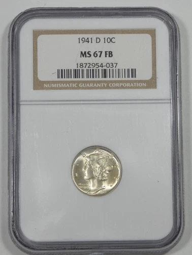 1941-D Mercury Dime CERTIFIED NGC MS 67 Full Bands Silver 10c