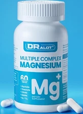 Quadruple Magnesium,400mg w/Vitamin D3 & B6,Improved Sleep,Non-GMO,60 Vegan Caps