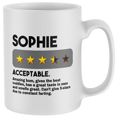 Lustige personalisierte Valentinstag Tasse 5 Sterne Rezension Tag Ihr Tee Kaffeetasse Girlfr...