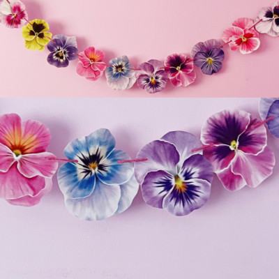 Stiefmütterchen Blume Wimpel schrullig Girlande Party Hochzeit Ostern Frühling Ostara Deko