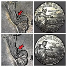 2021-P Washington Crossing the Delaware Neck Die Chip Lot x2 Error/Variety Circ