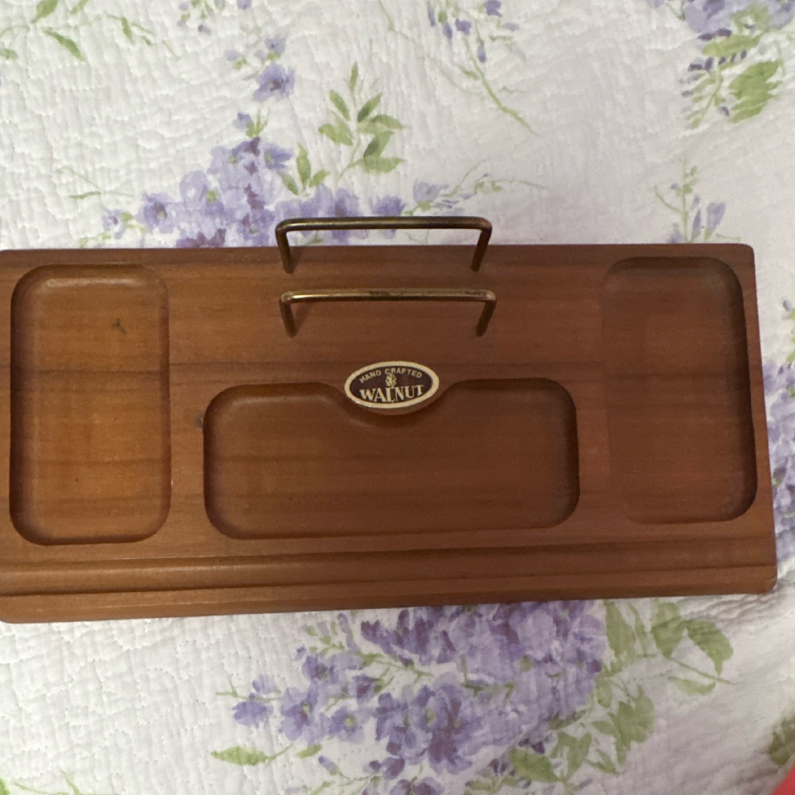 Vtg Solid Walnut Mid-Century Valet Organizer - image 1