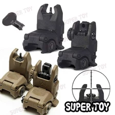 NEW Gen II Flip Up Sights Front & Rear Black Polymer 20mm Picatinny Mount