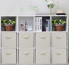 STORAGEIDEAS Storage Cubes 11 Inch Set of 8 Beige Fabric Foldable Bins with