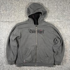 Vintage Y2K Quicksilver Hoodie Sweatshirt Youth XL Fits Mens S/M Surf Skate Gray