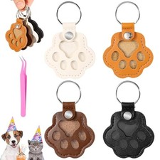 4Pcs Cat Dog Hair Keychain Pet Paw Print Keychain Pet Fur Hair Collector Key