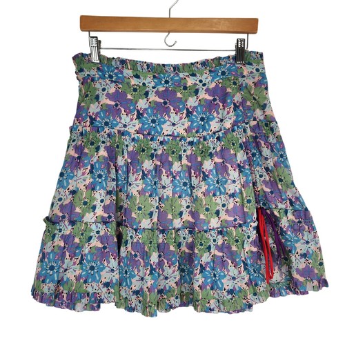 Marc Jacobs, Marc Jacobs Vintage Aruba Tiered Floral Mini Skirt 4 Ruffle Hem Ruched Accent