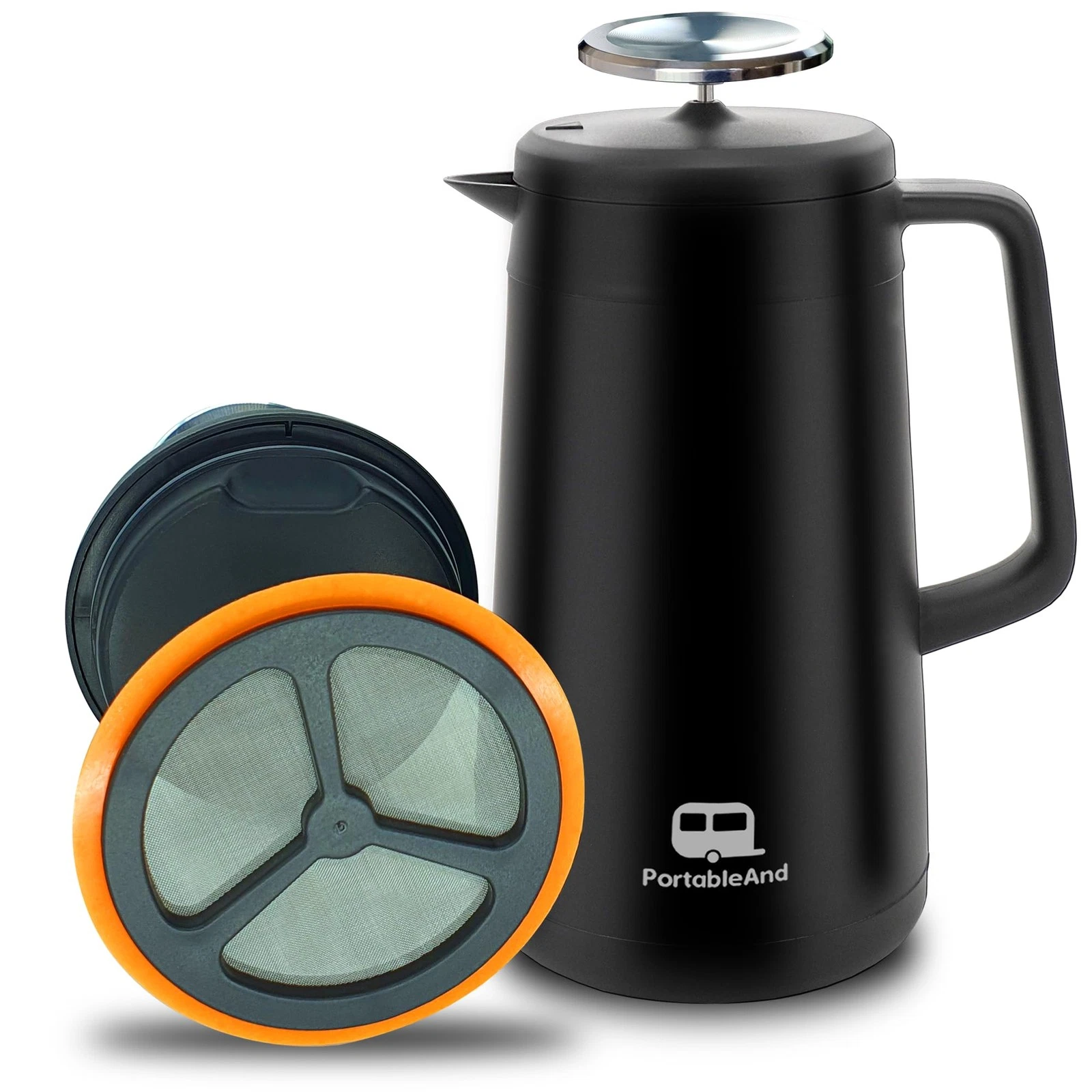 34oz Double Vacuum Insulation Large Silicone French Press Coffee Maker with S...