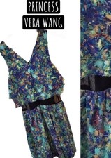 Princess Vera Wang Sleeveless Floral Dress w/ Mesh Stomach Panel Juniors Size 0