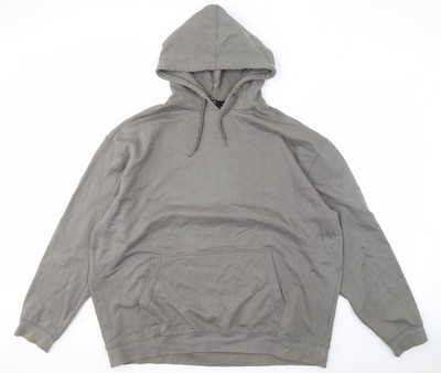 boohooMAN Herren Grau Grafik Pullover Hoodie L