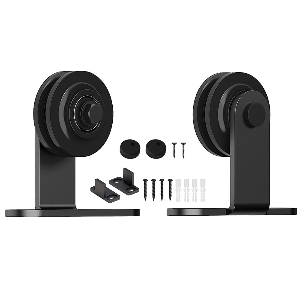 Black T-Shape Door Hardware Roller Set for Smooth Sliding
