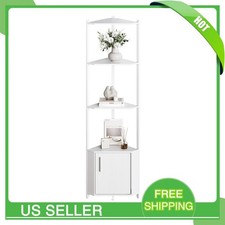 5-Tier Corner Shelf Stand Corner Bookshelf Storage Standing Shelf Unit White