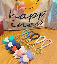 Cute Teddy Bear Heart Keychains Keyholders for Purse Bag Gifts - 6 Colors