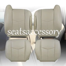 For 2003-2006 Chevy Suburban Leather Driver Passenger Bottom &Top Seat Cover Tan