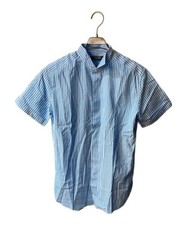 Gianni Versace Men's Blue Cotton Dress Shirt M 38cm Collar, Italian Condition