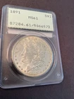 1891 P Morgan Dollar PCGS MS61 Rattler Holder