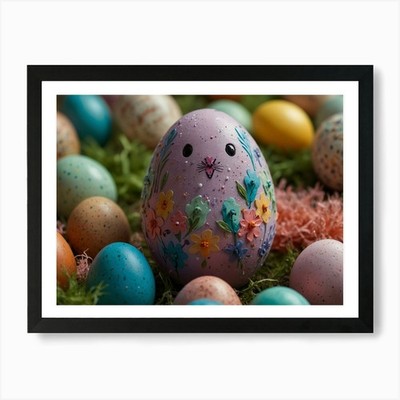 Bunte Ostereier 4 Kunstdruck gerahmt Wandbild Poster Leinwanddruck Bild
