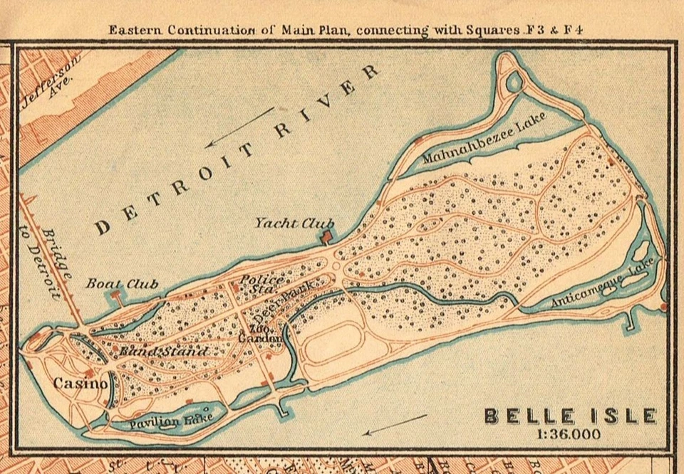 DETROIT  1904  Original  Map City Plan BELLE ISLE MICHIGAN U.S. - Image 2 of 4