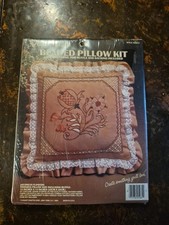 JACOBEAN FLOWERS Beaded Pillow Kit Rust Vogart 14 inch Square NIP New