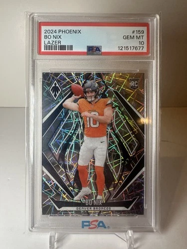 2024 Panini Phoenix Bo Nix Lazer #159 Rookie RC PSA 10 Gem Mint Broncos