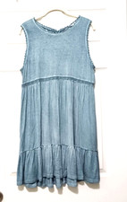 🌿🌸 UMGEE BOHO HEATHER BLUE DETAILED BACK DRESS WOMEN'S SIZE MEDIUM 🌸🌿