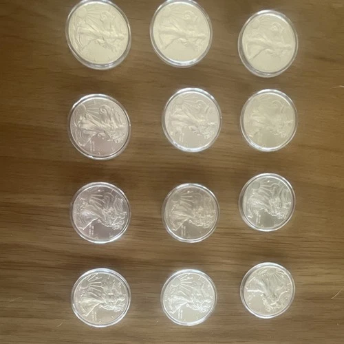 U.S. Mint 2015 American Silver Eagle Lot of 12 1 oz 0.999 Fine Silver Coins