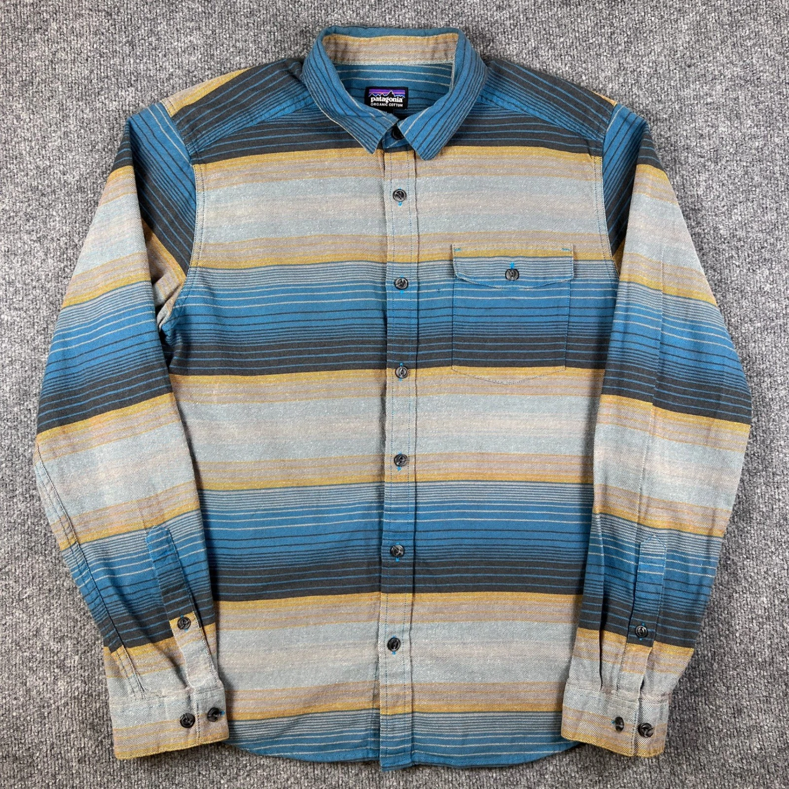 Patagonia Lightweight Fjord Flannel Shirt Mens M Blue Long Sleeve Hiking 54020