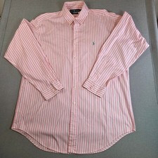 Polo Ralph Lauren Yarmouth Pink White Striped Oxford Button Down Shirt 16 34/35
