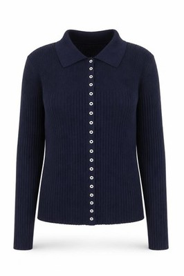 Primark Damen Strickjacke Pullover Größe M Blau Kragen Langarm Freizeit Knopf