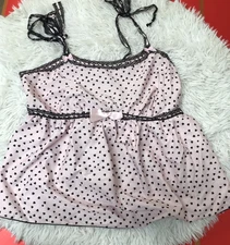 Romwe Heart Print Pink Cami Top Braids strappy ruched size OXL