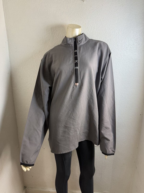 Nike Gray 1/2 Zip Pullover Jacket Size L Athletic Training Training