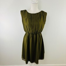 Alice + Olivia Women's Dress Josie Green Ruched Silk Blouson Boat Neck Size M