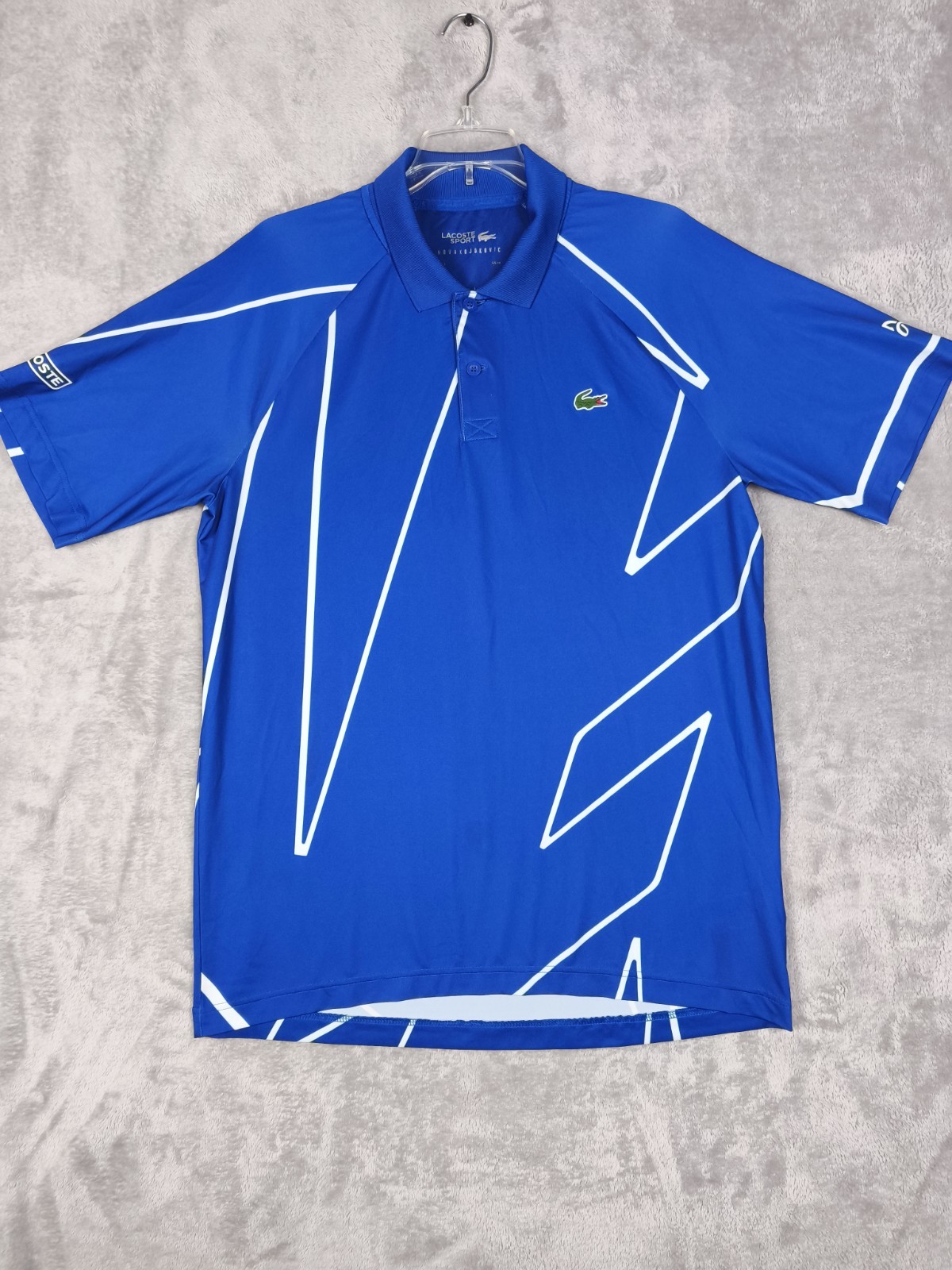 Lacoste Sport Novak Djokovic Ultra Dry Blue Polo Shirt Men's M Tennis Graphic