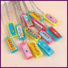 10/20Pcs Cartoon Mini Harmonica with Necklace Musical Toys for Kids Birthday