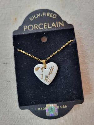 Kiln-Fired Porcelain Heart Renee Necklace Elvis Presley Signature Product