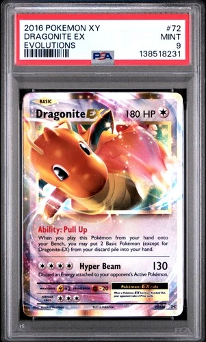 2016 POKEMON XY EVOLUTIONS #72 DRAGONITE EX PSA 9