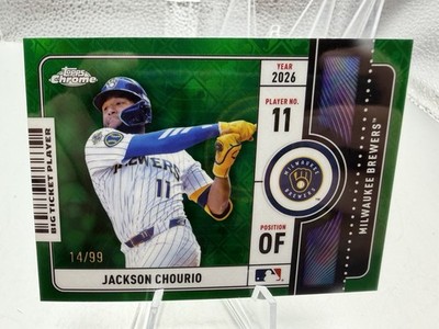 Jackson Chourio 2026 Chrome #BTP-12 Big Ticket LogoFractor Green #14/99