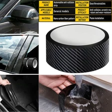 1/2set Carbon Fiber 3cm Car Door Sticker Sill Scuff Anti Scratch Tape Styling Tr