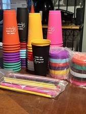 50 Employee Appreciation Coworker Friend Assorted Colors Cups Lids Straws