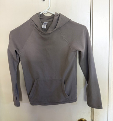 Solid Gray Pullover Hoodie Long Sleeve Kangaroo Pocket Size XS kids